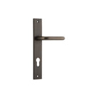 Door Lever Oslo Rectangular Euro Signature Brass CTC85mm H237xW50xP57mm in Signature Brass