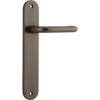 Door Lever Oslo Oval Latch Signature Brass H240xW40xP57mm in Signature Brass