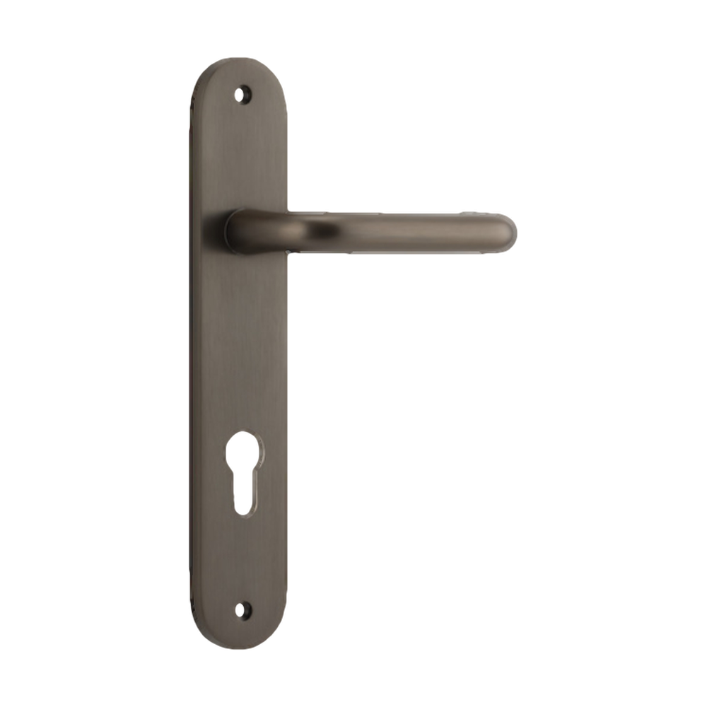 Door Lever Oslo Oval Euro Signature Brass CTC85mm H240xW40xP57mm in Signature Brass