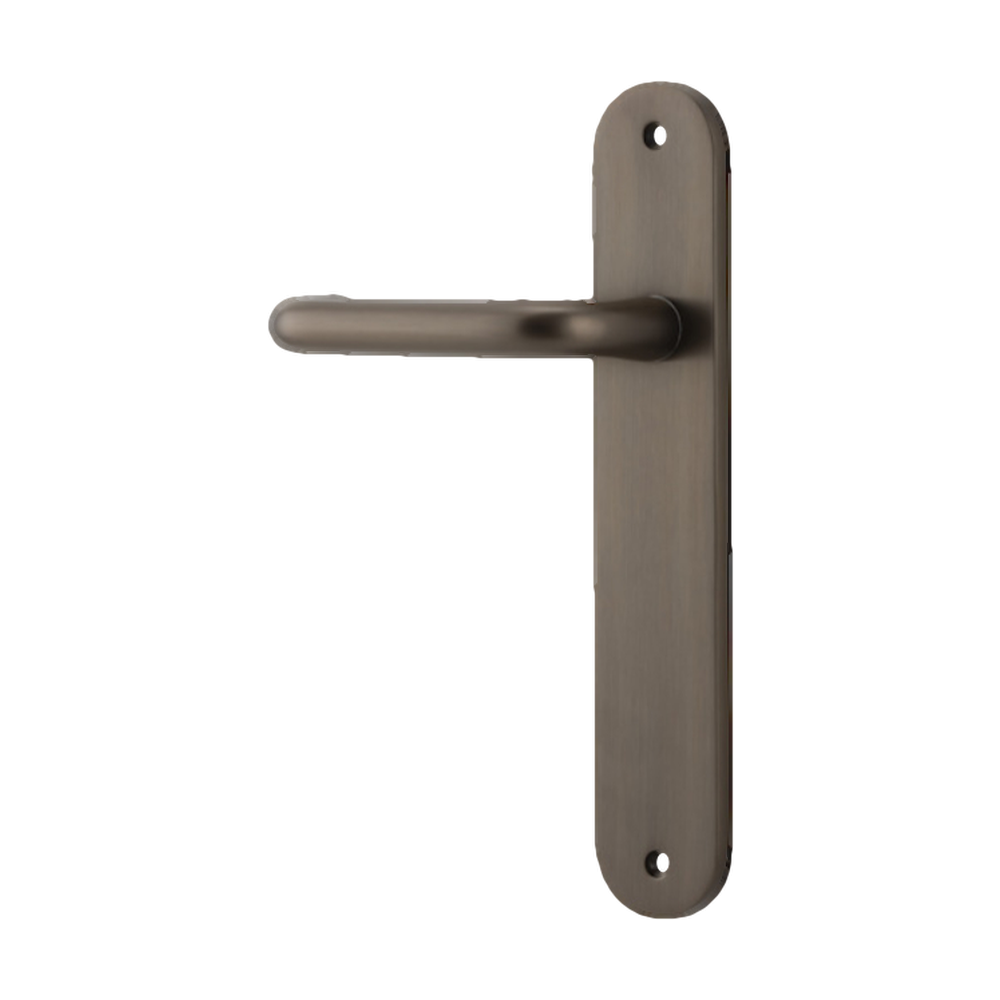 Door Lever Oslo Return Oval Latch Left Hand Fixed Signature Brass L118xP54mm BPH240xW40mm in Signature Brass