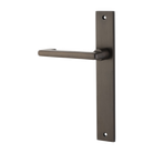 Door Lever Baltimore Return Rectangular Latch Left Hand Fixed Signature Brass L128xP54mm BPH240xW38mm in Signature Brass