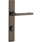 Pair of Iver Baltimore return levers with rectangular backplates, LHTR10848P85, featuring sleek, modern design and polished finish.