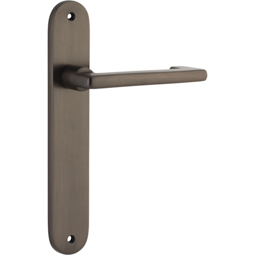 Door Lever Baltimore Return Oval Latch Pair Signature Brass H240xW40xP58mm in Signature Brass