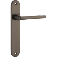 Door Lever Baltimore Return Oval Latch Pair Signature Brass H240xW40xP58mm in Signature Brass