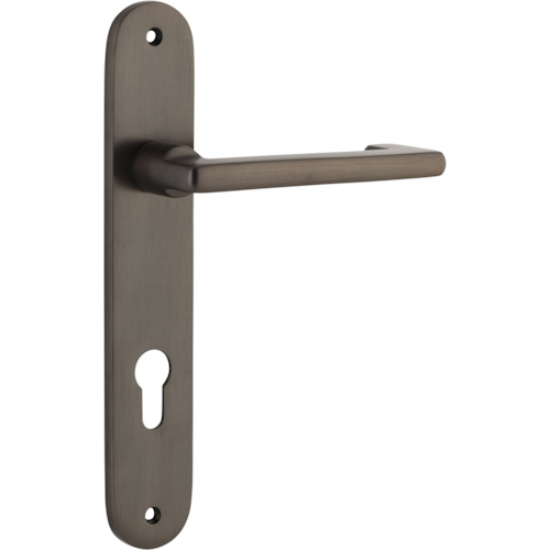 Door Lever Baltimore Return Oval Euro Pair Signature Brass CTC85mm H240xW40xP58mm in Signature Brass