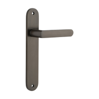 Door Lever Osaka Oval Latch Pair Signature Brass H240xW40xP55mm in Signature Brass