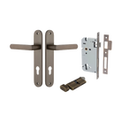 Door Lever Osaka Oval Euro Pair Signature Brass CTC85mm H240xW40xP55mm Entrance Kit Mortice Lock Euro Signature Brass CTC85mm Backset 60mm, Euro Cylinder Key Thumb 6 Pin Signature Brass L70mm KA1 in Signature Brass