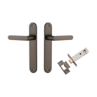 Door Lever Osaka Oval Latch Pair Signature Brass H240xW40xP55mm Passage Kit Tube Latch Split Cam 'T' Striker Signature Brass Backset 60mm in Signature Brass
