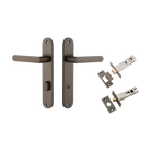 Door Lever Osaka Oval Privacy Pair Signature Brass CTC85mm H240xW40xP55mm Privacy Kit Tube Latch Split Cam 'T' Striker Signature Brass Backset 60mm, Privacy Bolt Round Bolt Signature Brass Backset 60mm in Signature Brass