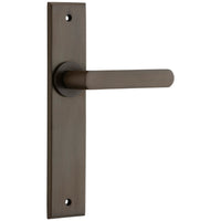 Door Lever Osaka Chamfered Latch Pair Signature Brass H240xW50xP55mm in Signature Brass