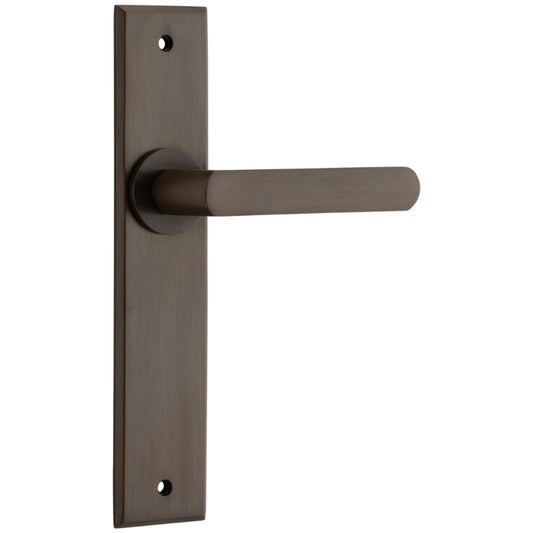 Door Lever Osaka Chamfered Latch Pair Signature Brass H240xW50xP55mm in Signature Brass