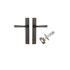 Door Lever Copenhagen Rectangular Latch Pair Signature Brass H240xW38xP61mm Passage Kit, Tube Latch Split Cam 'T' Striker Signature Brass Backset 60mm in Signature Brass