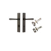 Door Lever Copenhagen Rectangular Privacy Pair Signature Brass CTC85mm H240xW38xP61mm Inbuilt Privacy Kit, Tube Latch Split Cam 'T' Striker Signature Brass Backset 60mm, Privacy Bolt Round Bolt Signature Brass Backset 60mm in Signature Brass