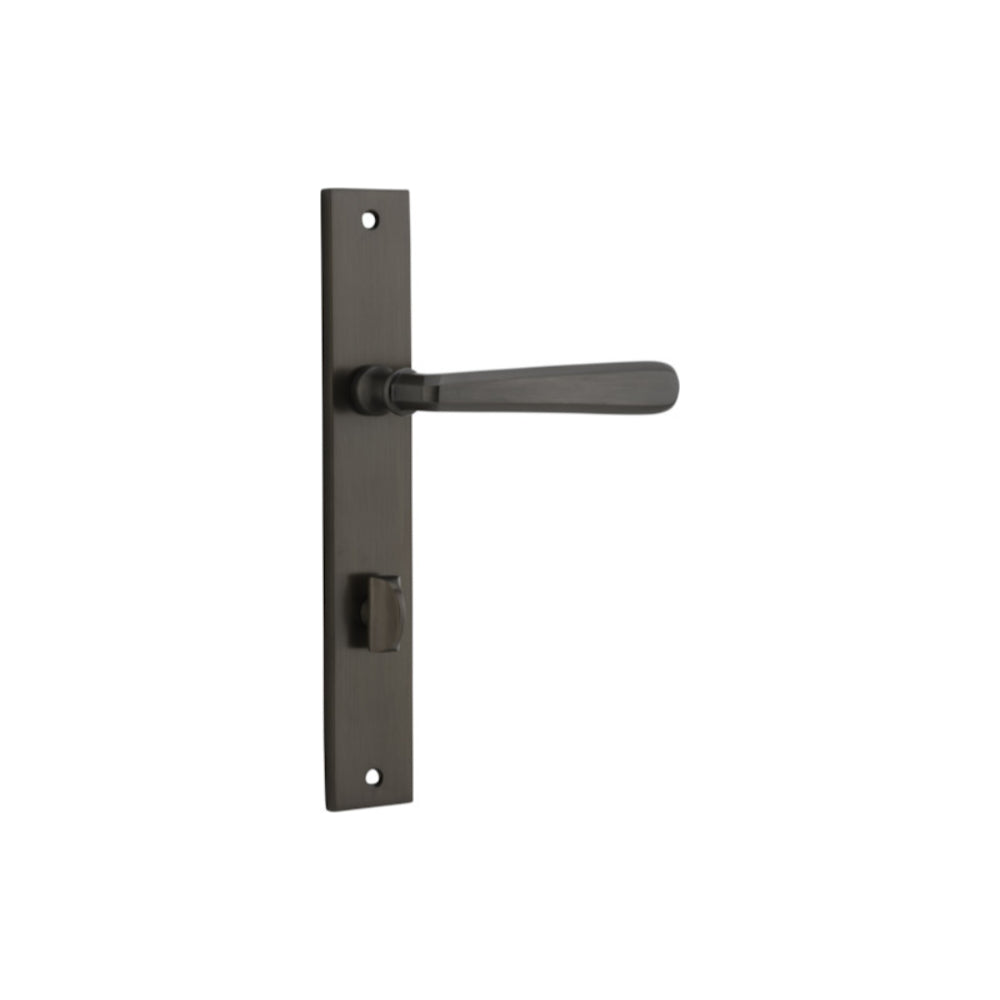 Door Lever Copenhagen Rectangular Privacy Pair Signature Brass CTC85mm H240xW38xP61mm in Signature Brass