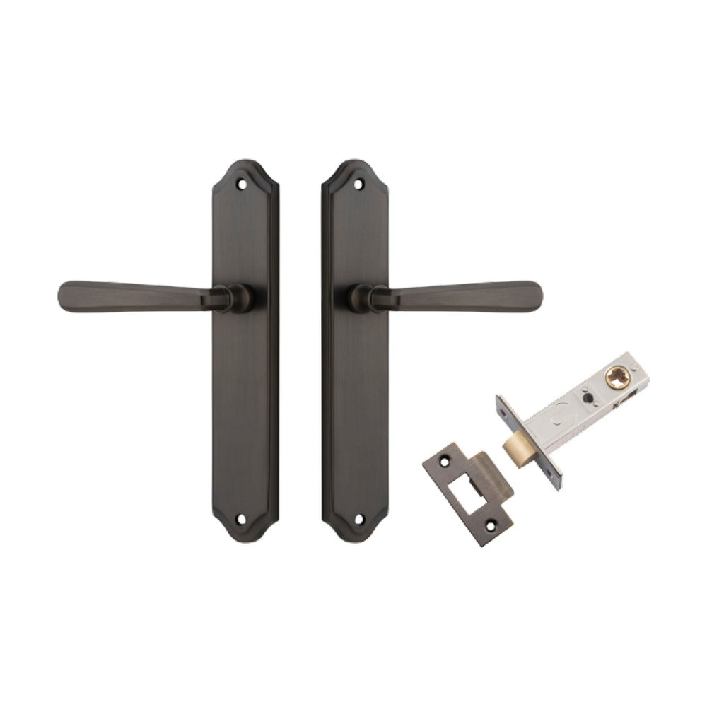 Door Lever Copenhagen Shouldered Latch Pair Signature Brass H250xW48xP61mm Passage Kit Tube Latch Split Cam 'T' Striker Signature Brass Backset 60mm in Signature Brass