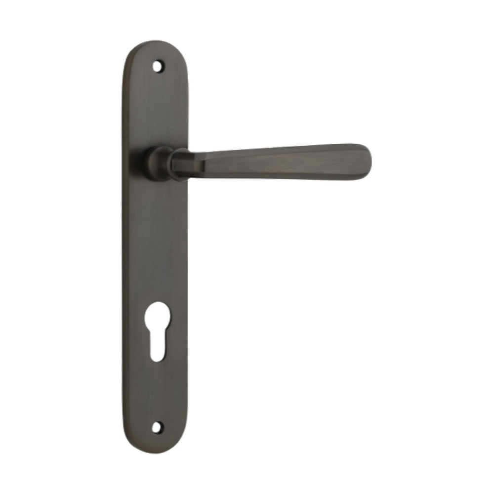 Door Lever Copenhagen Oval Euro Pair Signature Brass CTC85mm H240xW40xP61mm in Signature Brass