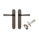 Door Lever Copenhagen Oval Latch Pair Signature Brass H240xW40xP61mm Passage Kit Tube Latch Split Cam 'T' Striker Signature Brass Backset 60mm in Signature Brass