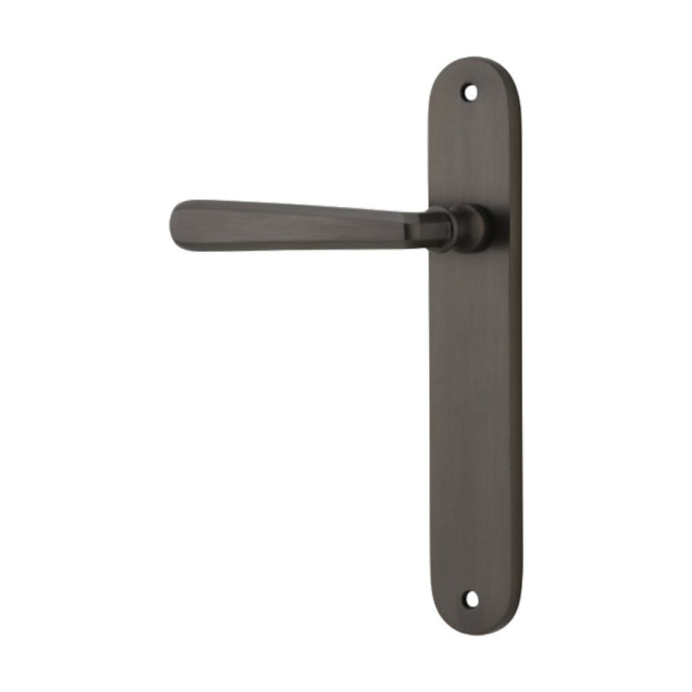 Door Lever Copenhagen Oval Latch Left Hand Fixed Signature Brass L120xP57mm BPH240xW40mm in Signature Brass