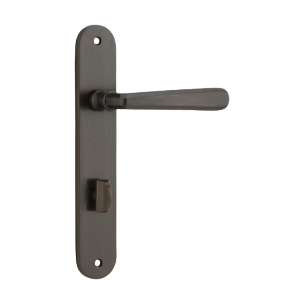 Door Lever Copenhagen Oval Privacy Pair Signature Brass CTC85mm H240xW40xP61mm in Signature Brass