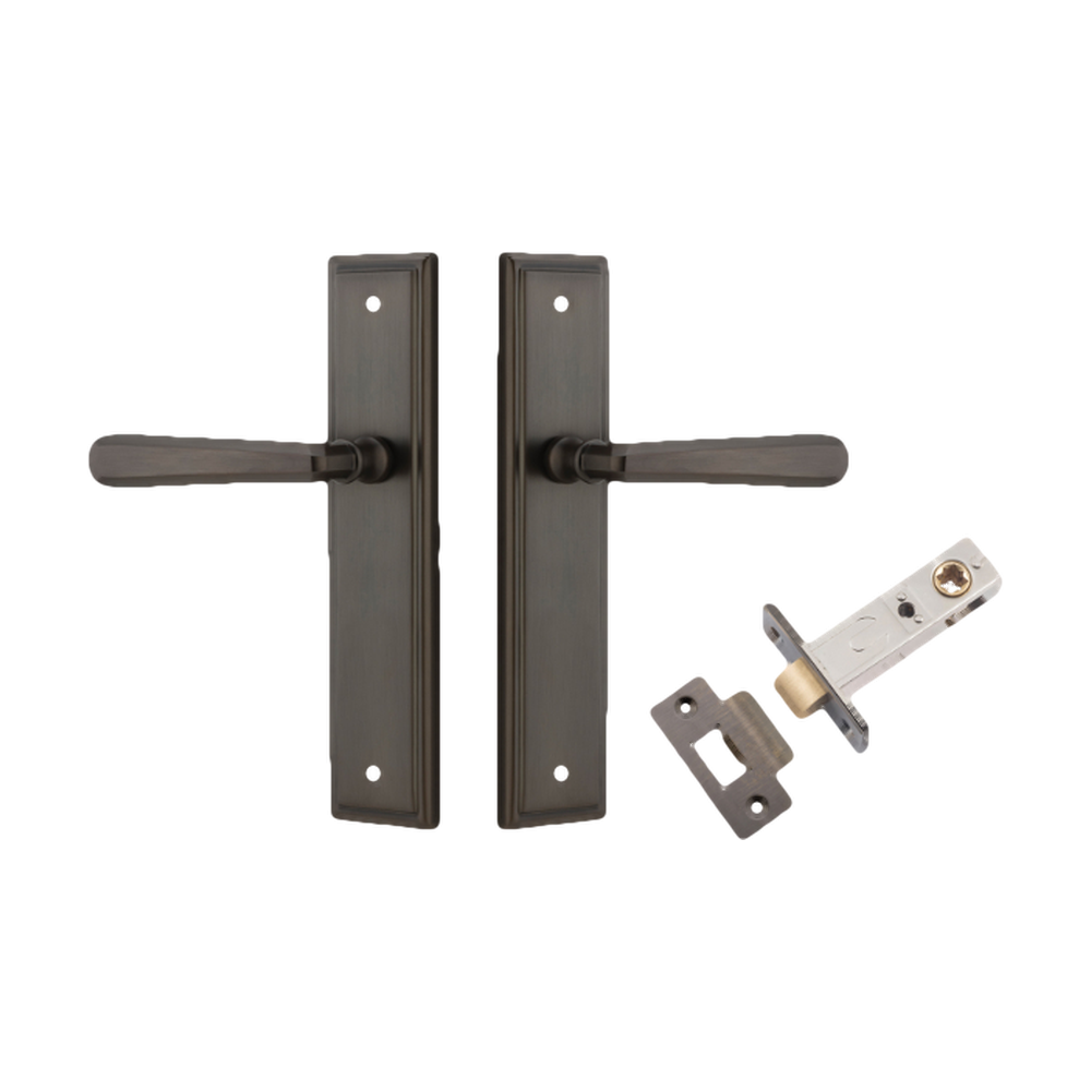 Door Lever Copenhagen Stepped Latch Pair Signature Brass H237xW50xP61mm Passage Kit Tube Latch Split Cam 'T' Striker Signature Brass Backset 60mm in Signature Brass