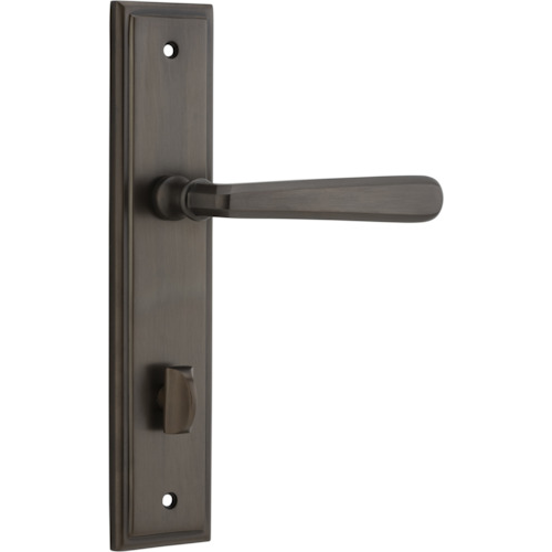 Door Lever Copenhagen Stepped Privacy Pair Signature Brass CTC85mm H237xW50xP61mm in Signature Brass