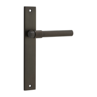 Door Lever Helsinki on Long Backplate Pair Signature Brass H240xW38xP44mm in Signature Brass