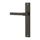 Door Lever Helsinki on Long Backplate Signature Brass H240xW38xP44mm - Left Hand Fixed in Signature Brass