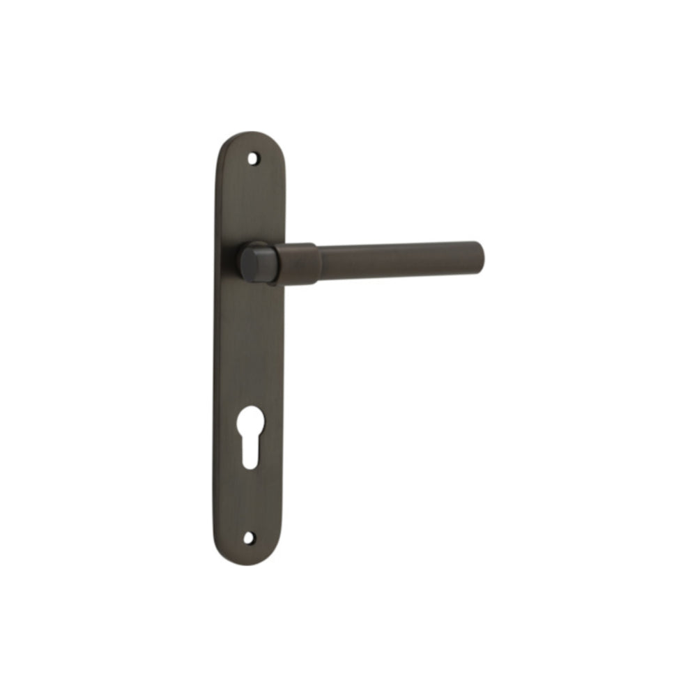 Door Lever Helsinki Oval Euro Pair Signature Brass CTC85mm H240xW40xP44mm in Signature Brass