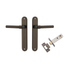 Door Lever Helsinki Oval Latch Pair Signature Brass H240xW40xP44mm Passage Kit Tube Latch Split Cam 'T' Striker Signature Brass Backset 60mm in Signature Brass