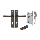Door Lever Helsinki Stepped Euro Pair Signature Brass CTC85mm H237xW50xP44mm Entrance Kit Mortice Lock Euro Signature Brass CTC85mm Backset 60mm, Euro Cylinder Key Thumb 6 Pin Signature Brass L70mm KA1 in Signature Brass