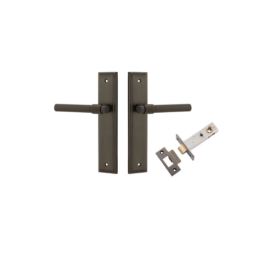 Door Lever Helsinki Stepped Latch Pair Signature Brass H237xW50xP44mm Passage Kit Tube Latch Split Cam 'T' Striker Signature Brass Backset 60mm in Signature Brass