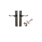 Door Lever Stirling Rectangular Latch Pair Signature Brass H240xW38xP64mm Passage Kit, Tube Latch Split Cam 'T' Striker Signature Brass Backset 60mm in Signature Brass