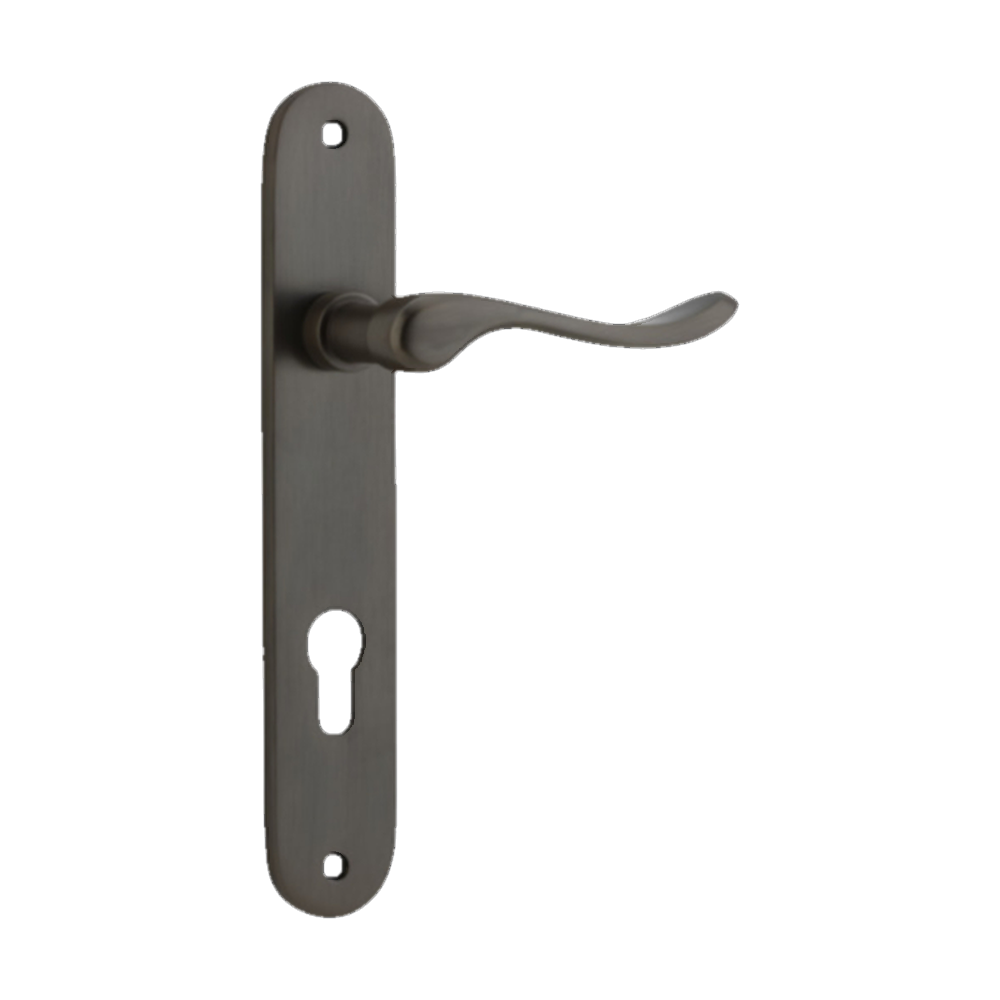 Door Lever Stirling Oval Euro Pair Signature Brass CTC85mm H240xW40xP64mm in Signature Brass