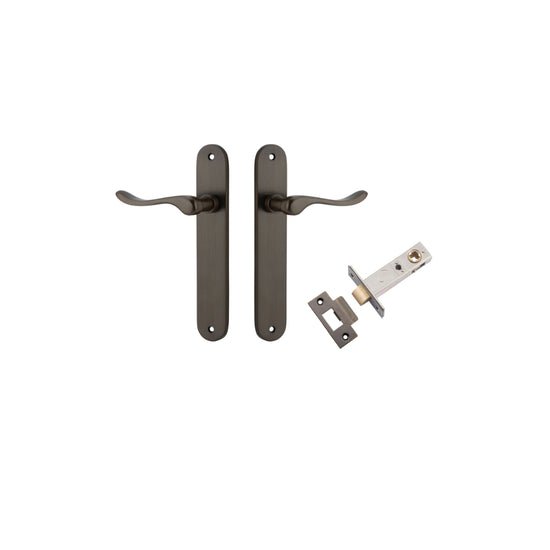 Door Lever Stirling Oval Latch Pair Signature Brass H240xW40xP64mm Passage Kit Tube Latch Split Cam 'T' Striker Signature Brass Backset 60mm in Signature Brass