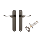 Door Lever Stirling Oval Latch Pair Signature Brass H240xW40xP64mm Passage Kit Tube Latch Split Cam 'T' Striker Signature Brass Backset 60mm in Signature Brass