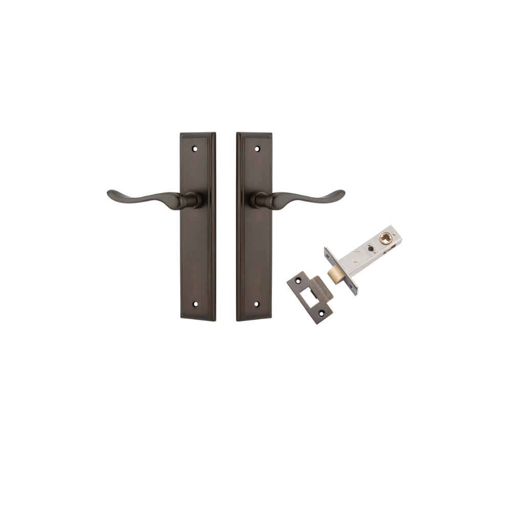 Door Lever Stirling Stepped Latch Pair Signature Brass H237xW50xP64mm Passage Kit Tube Latch Split Cam 'T' Striker Signature Brass Backset 60mm in Signature Brass