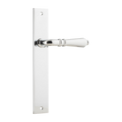 Door Lever Sarlat on Long Backplate Polished Chrome H240xW38xP55mm in Polished Chrome