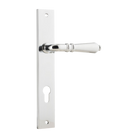 Door Lever Sarlat Rectangular Euro Polished Chrome CTC85mm H240xW38xP55mm in Polished Chrome