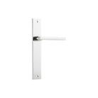 Pair of Iver Baltimore lever door handles on rectangular backplates, showcasing sleek black hardware for modern interior doors.