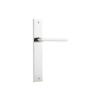 Pair of Iver Baltimore lever door handles on rectangular backplates, showcasing sleek black hardware for modern interior doors.