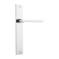 Door Lever Baltimore on Long Backplate Polished Chrome H240xW38xP55mm in Polished Chrome