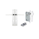 Pair of Iver Baltimore lever door handles on rectangular backplates, featuring a sleek modern design in a polished finish.