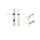 Pair of Iver Baltimore lever door handles on rectangular backplates, featuring a sleek metallic finish and contemporary design.