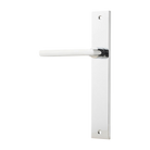 Door Lever Baltimore Rectangular Latch Left Hand Fixed Polished Chrome L118xP54mm BPH240xW38mm in Polished Chrome