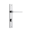 Pair of Iver Baltimore lever door handles on rectangular backplates, featuring a modern, sleek design in a polished finish.