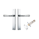 Door Lever Verona Rectangular Latch Polished Chrome H240xW38xP59mm Passage Kit, Tube Latch Split Cam 'T' Striker Polished Chrome Backset 60mm in Polished Chrome