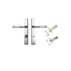 Door Lever Verona Rectangular Privacy Polished Chrome CTC85mm H240xW38xP59mm Inbuilt Privacy Kit, Tube Latch Split Cam 'T' Striker Polished Chrome Backset 60mm, Privacy Bolt Round Bolt Polished Chrome Backset 60mm in Polished Chrome