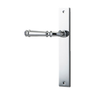 Door Lever Verona Rectangular Latch Left Hand Fixed Polished Chrome L122xP56mm BPH240xW38mm in Polished Chrome
