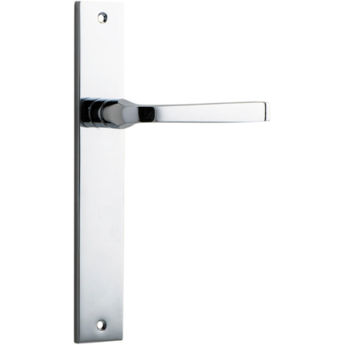 Door Lever Annecy on Long Backplate Polished Chrome H237xW50xP65mm in Polished Chrome