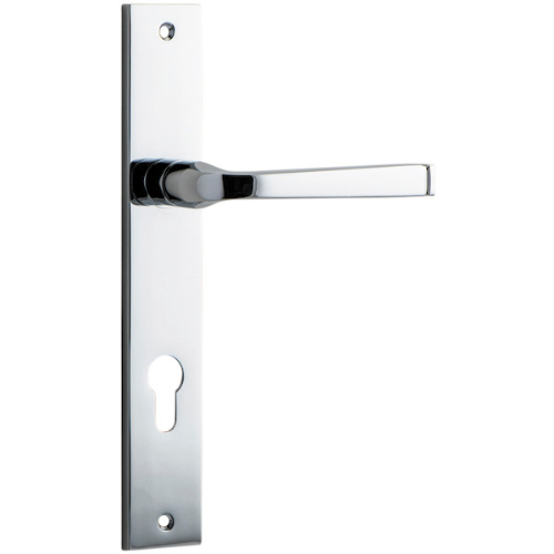 Door Lever Annecy Rectangular Euro Polished Chrome CTC85mm H237xW50xP65mm in Polished Chrome
